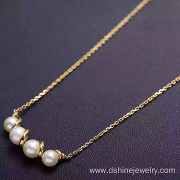 18k Gold Chain Natural Freshwater Real Pearl Necklace